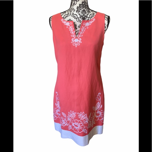 Jessica Howard Dresses & Skirts - Jessica Howard Floral Coral MIDI Crochet Dress SZ3